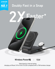Anker MagGo Wireless Charging Station (Foldable 3-in-1) & Anker Nano Travel Adapter (5-in-1, 20W, 1-Pack)