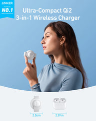 Anker MagGo Wireless Charging Station (3-in-1, Foldable Pad) & Anker Nano Travel Adapter (5-in-1, 20W, 1-Pack)