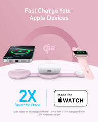 Anker MagGo Wireless Charging Station (3-in-1, Foldable Pad) and MagGo Power Bank (10K, 35W, For Apple Watch)