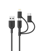 Anker <b>321</b> USB-A to Lightning Cable (3 ft 3-in-1)