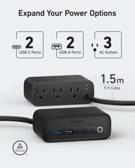 Anker 525 Charging Station and 2 Pack Anker New Nylon USB-C to USB-C Cable (6 ft)