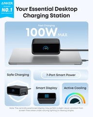 Anker Nano Charging Station (7-in-1, 100W) & Anker USB-A to USB-C Cable (6 ft, Upcycled-Braided)