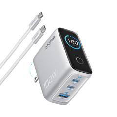 Anker Charger (100W, 3 Ports, Smart Display)