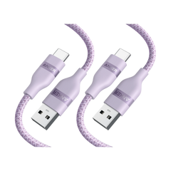 Anker USB-A to USB-C Cable (3 ft, Upcycled-Braided)(2 Pack,Violet)