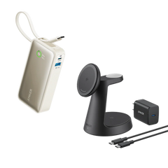 Anker Nano Power Bank (30W, Built-In USB-C Cable) & Anker MagGo Wireless Charging Station (3-in-1, Dock Stand)