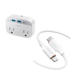 Anker Outlet Extender (5-in-1, 30W) and USB-C to USB-C Cable (Flow, Silicone)