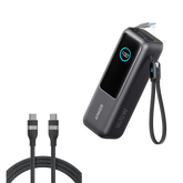 Anker Laptop Power Bank (25K, 165W, Built-In and Retractable Cables) and Anker USB-C to USB-C Cable (3 ft / 6 ft, 240W, Upcycled-Braided)