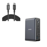Anker <b>575</b> USB-C Docking Station (13-in-1) & New Nylon USB-C to USB-C 100W Cable (10 ft)