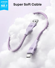 Anker USB-A to USB-C Cable (3 ft, Upcycled-Braided)(2 Pack,Violet)