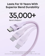 Anker USB-A to USB-C Cable (3 ft, Upcycled-Braided)(2 Pack,Violet)