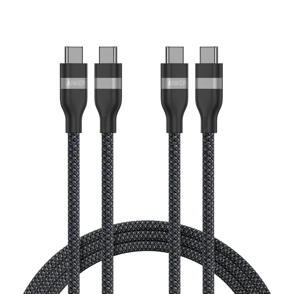 Anker USB-C to USB-C Cable (3 ft / 6 ft, 240W, Upcycled-Braided, 2-Pack)