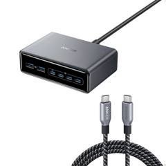 Anker Prime Charger (200W, 6 Ports, GaN)  and Anker Prime USB-C to USB-C Cable 240W