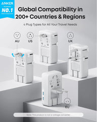 Anker Nano Travel Adapter (5-in-1, 20W, 2-Pack)