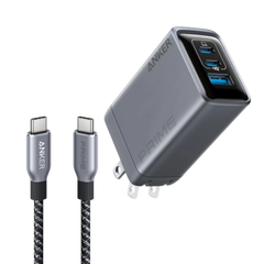 Anker Prime Charger (100W, 3 Ports, GaN) and Anker Prime USB-C to USB-C Cable (240W, Upcycled-Braided)
