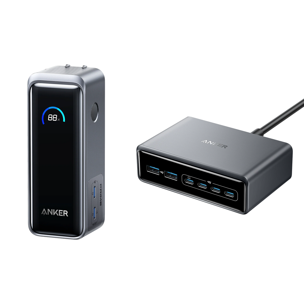 Anker Prime Power Bank (9.6K, 65W, Fusion) and Charger (200W, 6 Ports, GaN)