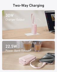 Anker Power Bank (30W, 5k,  Fusion, Built-In USB-C Cable)