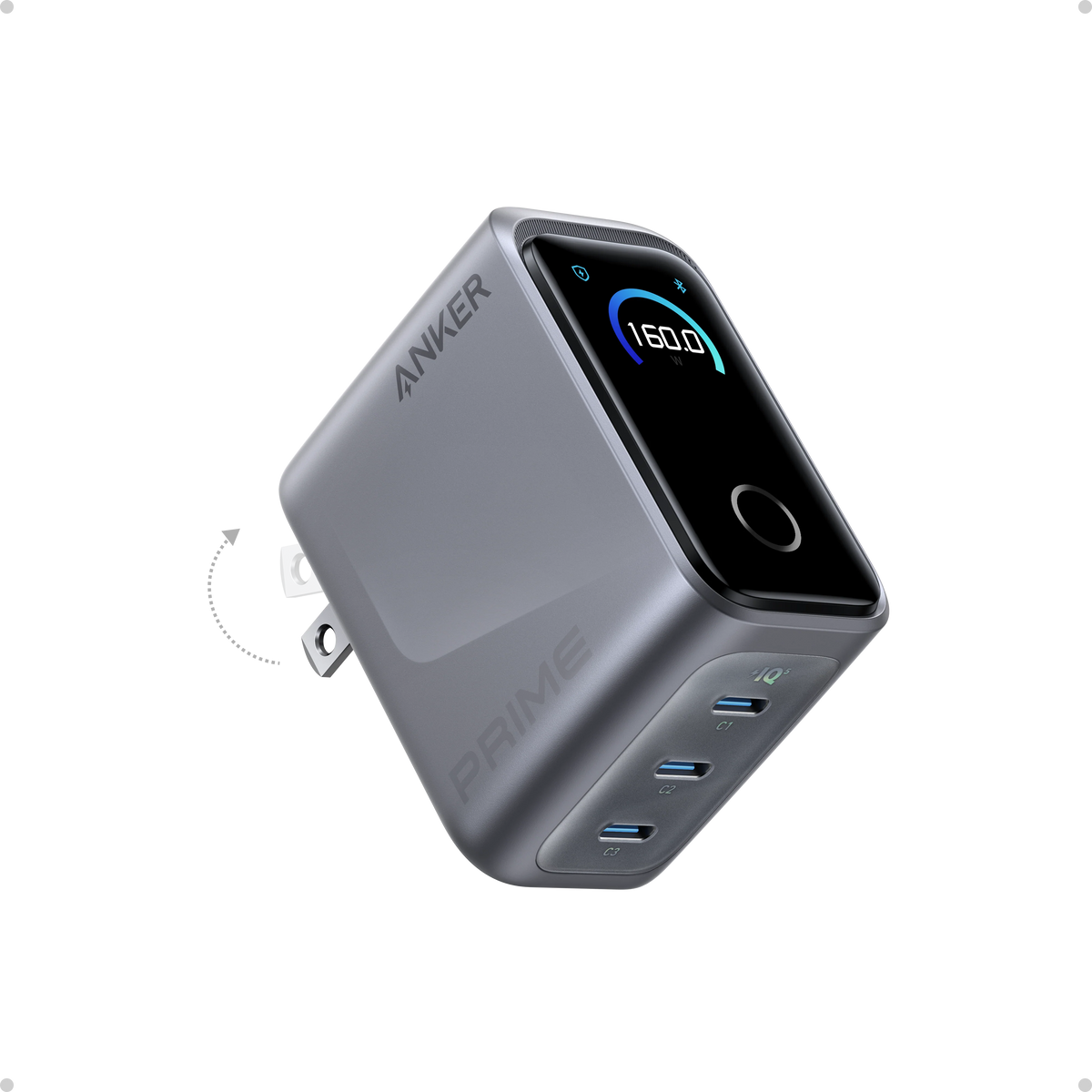 Anker Prime Charger (160W, 3 Ports, Smart Display)