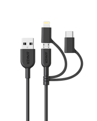 Anker <b>321</b> USB-A to Lightning Cable (3 ft 3-in-1)