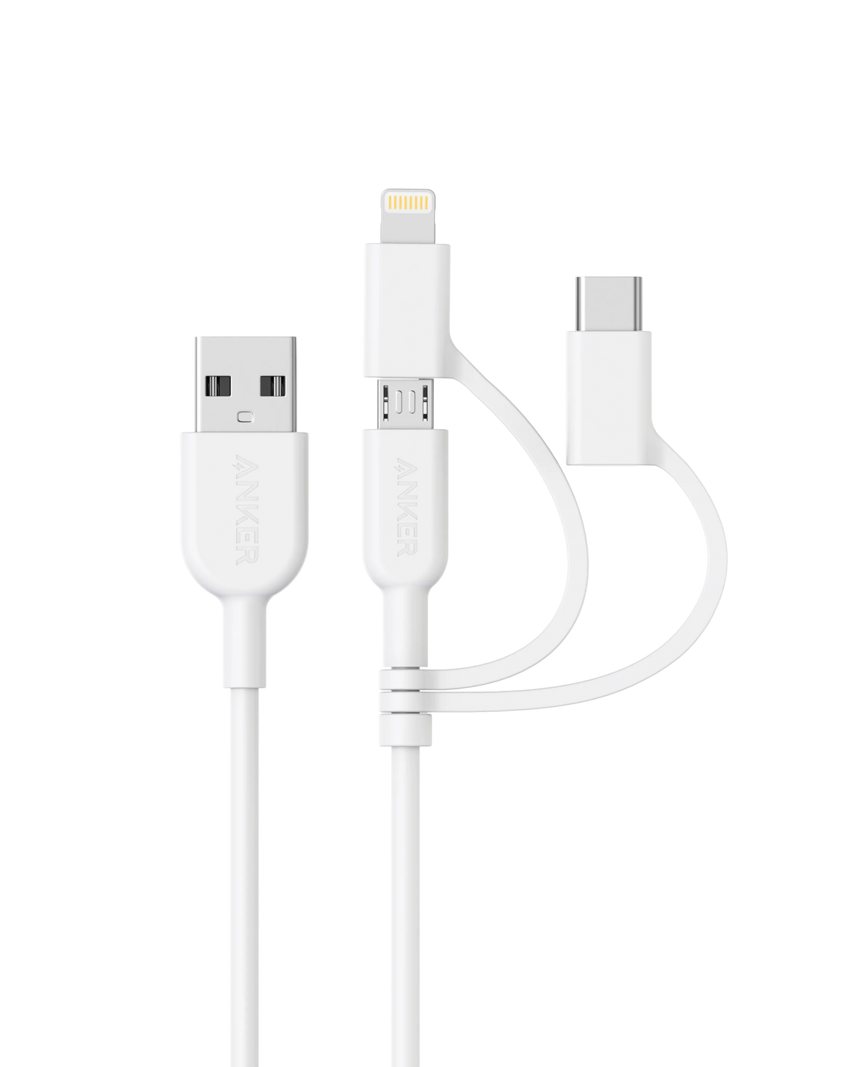 Anker <b>321</b> USB-A to Lightning Cable (3 ft 3-in-1)
