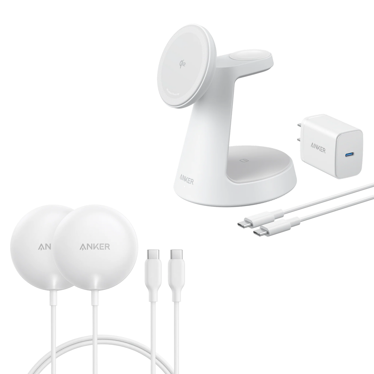 Anker MagGo Wireless Charging Station (3-in-1, Dock Stand) and Anker Zolo Magnetic Wireless Charger (2 Pack)