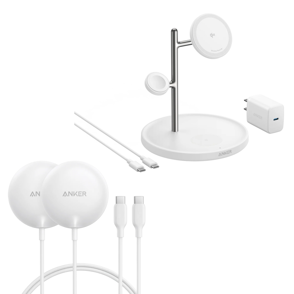 Anker MagGo Wireless Charging Station (3-in-1 Stand) & Anker Zolo Magnetic Wireless Charger (2 Pack)