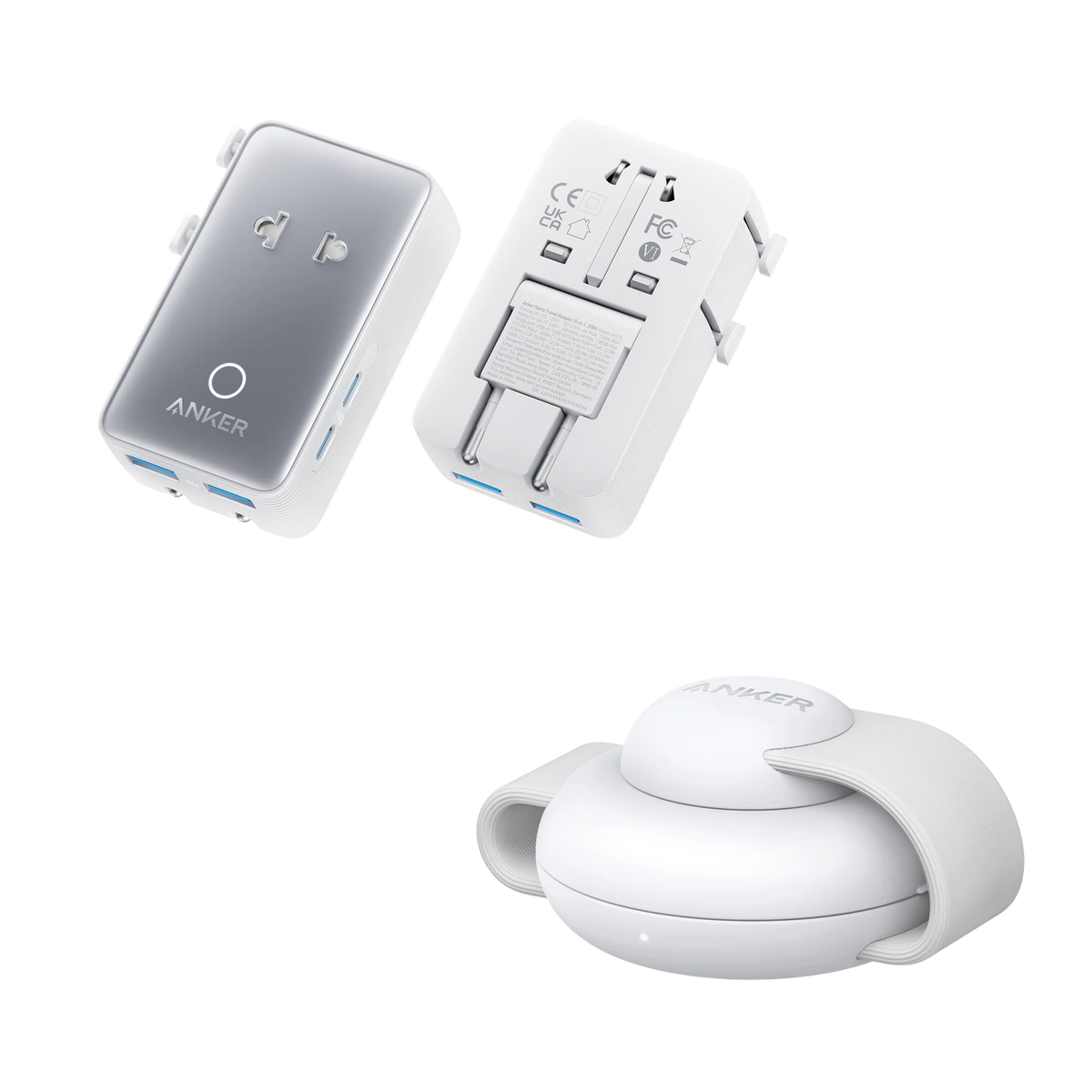 Anker MagGo Wireless Charging Station (3-in-1, Foldable Pad) & Anker Nano Travel Adapter (5-in-1, 20W, 1-Pack)