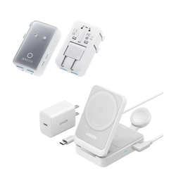 Anker MagGo Wireless Charging Station (Foldable 3-in-1) & Anker Nano Travel Adapter (5-in-1, 20W, 1-Pack)