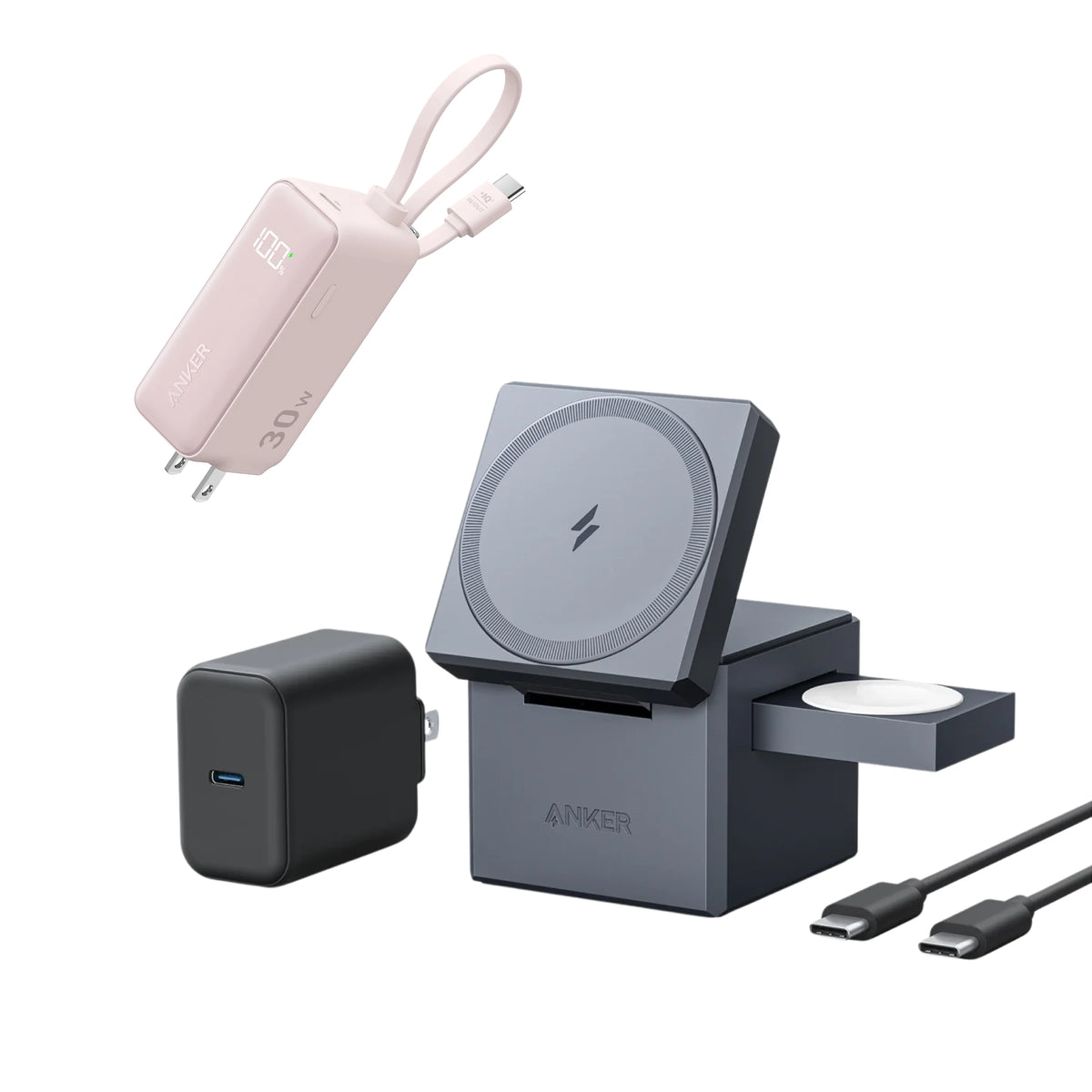 Anker 3-in-1 Cube with MagSafe and Anker Power Bank (30W, 5k,  Fusion, Built-In USB-C Cable)