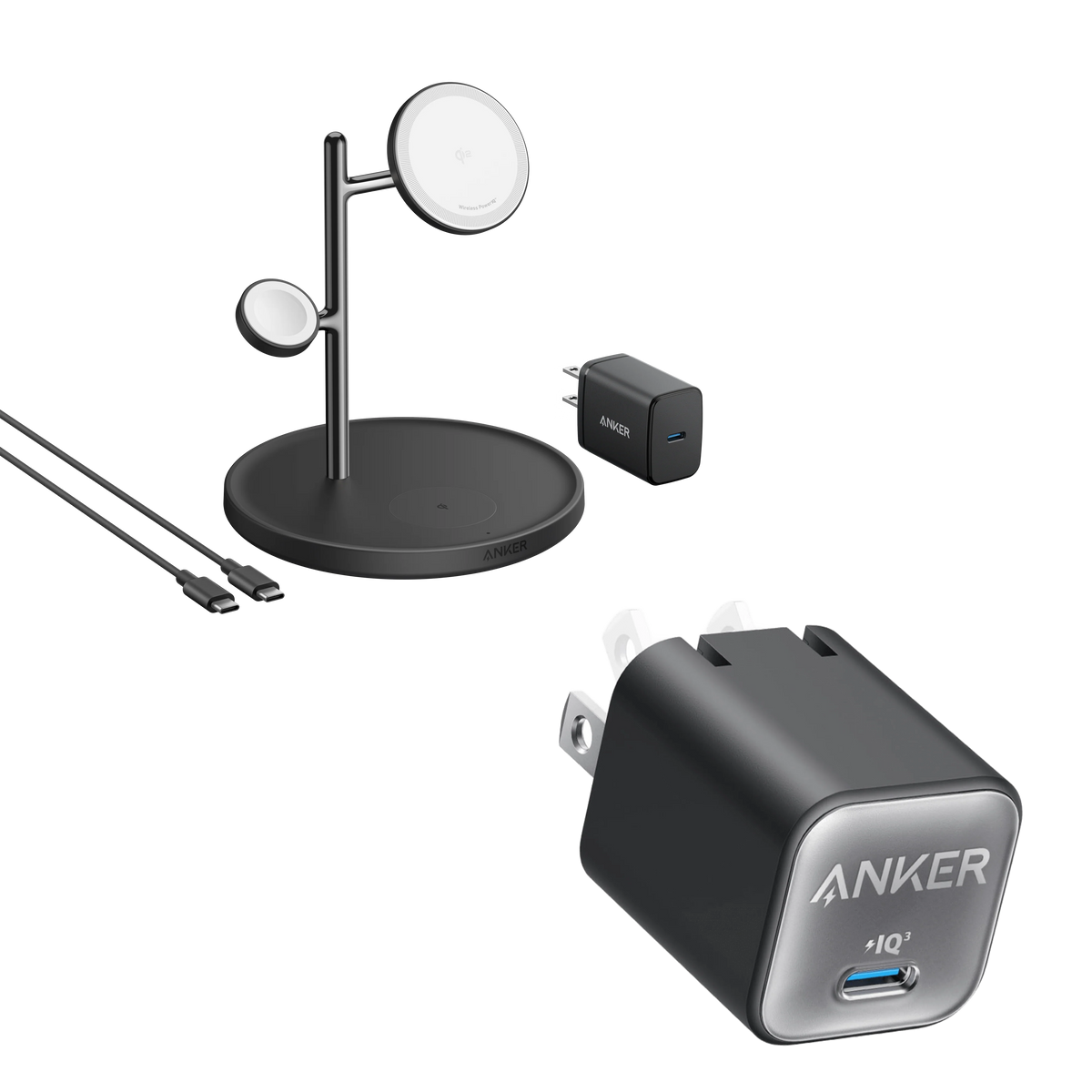 Anker MagGo Wireless Charging Station (3-in-1 Stand) and Anker Nano Charger (30W)