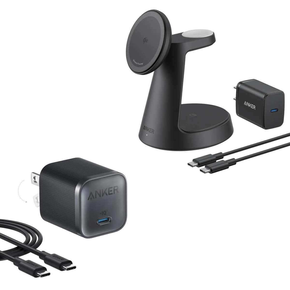 Anker MagGo Wireless Charging Station and Anker Nano Charger (45W) with USB-C to USB-C Cable