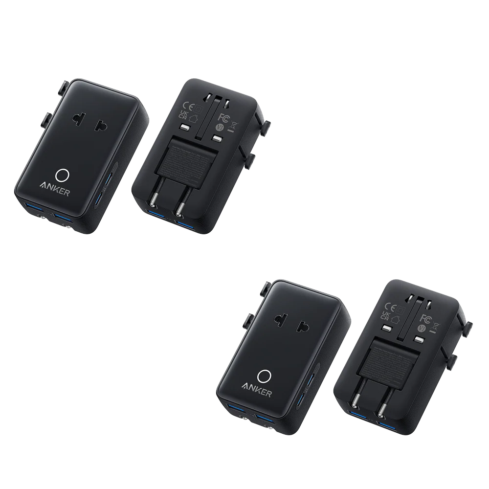 Anker Nano Travel Adapter (5-in-1, 20W, 2-Pack)