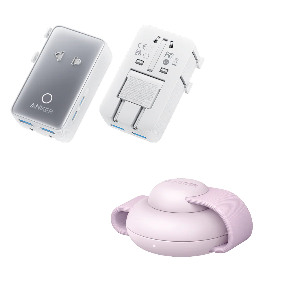 Anker MagGo Wireless Charging Station (3-in-1, Foldable Pad) & Anker Nano Travel Adapter (5-in-1, 20W, 1-Pack)