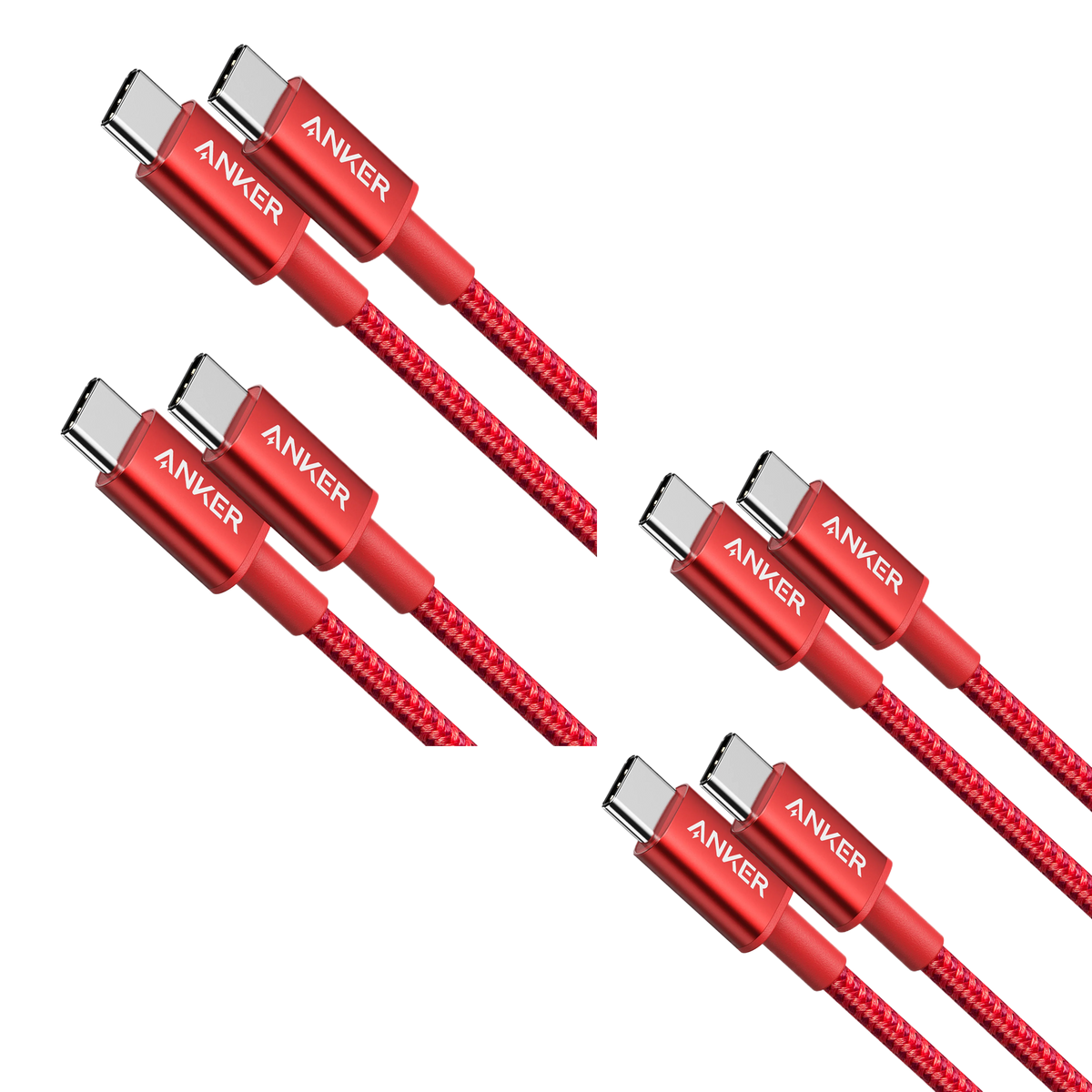 4 Pack New Nylon USB C to USB C Cable (3.3 ft 60W)