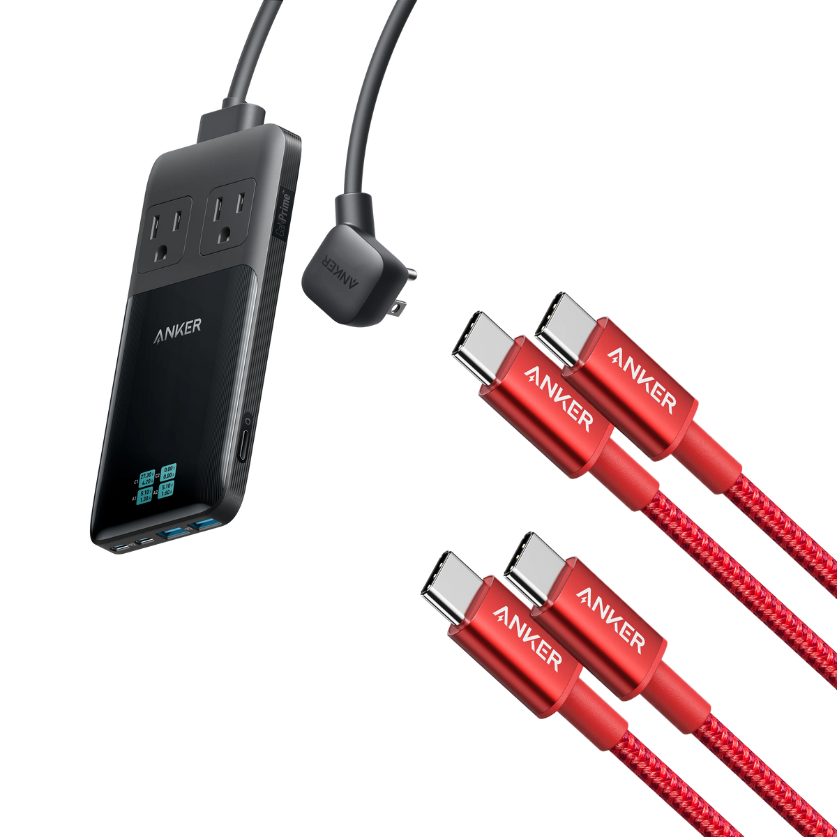 Anker Prime 6-in-1 Charging Station (140W) and 2 Pack Anker New Nylon USB-C to USB-C Cable (3 ft)