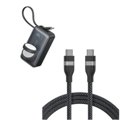 Anker MagGo Power Bank (10K, 35W, For Apple Watch) and Anker USB-C to USB-C Cable (6 ft, 240W, Upcycled-Braided)