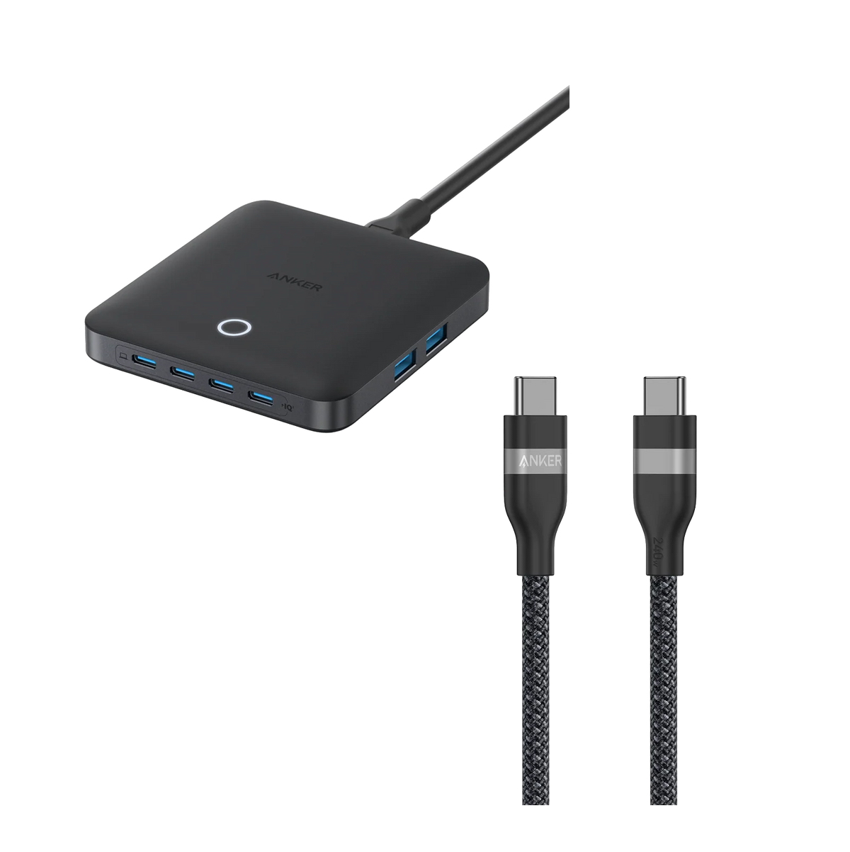 Anker Nano Charger (130W, 6 Ports) with 240W USB-C to USB-C Cable