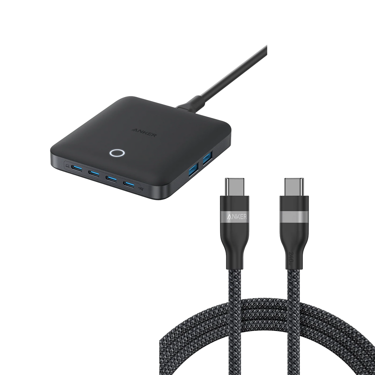 Anker Nano Charger (130W, 6 Ports) with 240W USB-C to USB-C Cable