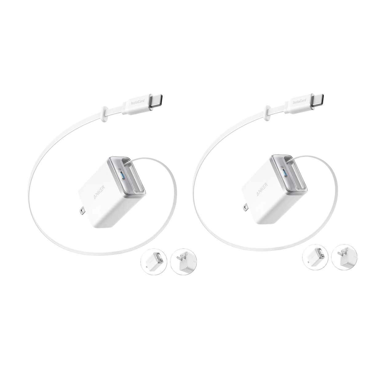 Anker Nano Charger (35W, Built-In Retractable USB-C Cable) 2- Pack