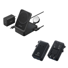 Anker MagGo Wireless Charging Station (Foldable 3-in-1) & Anker Nano Travel Adapter (5-in-1, 20W, 1-Pack)