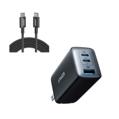 Anker <b>735</b> Charger (Nano II 65W) and New Nylon USB-C to USB-C 100W Cable (10 ft)