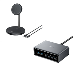 Anker Prime Charger (200W, 6 Ports, GaN) & Anker MagGo Wireless Charger (2-in-1, Stand)