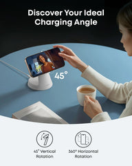 Anker MagGo Wireless Charging Station and Anker Nano Charger (45W) with USB-C to USB-C Cable